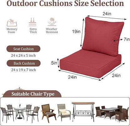 Waterproof Outdoor Chair Cushion Set of 4, Outdoor Cushions - Image 2
