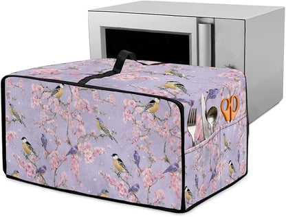 Dust-Proof Microwave Oven Grill Cover Protector Cherry Blossom Robin Bird Print by HwzdsyxlCreativeHomeDecor