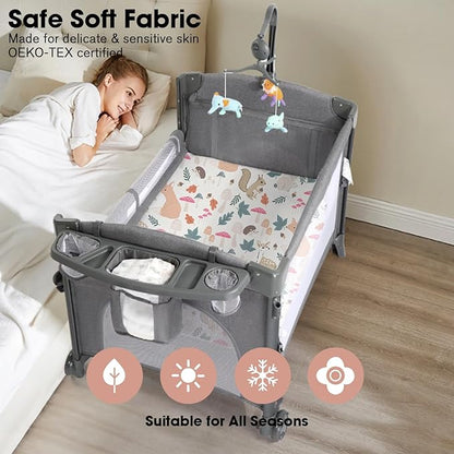 Bimocosy Pack and Play Sheets Fitted 4 Pack, 38 x 26 Inch Pack n Play Mini Crib - Image 5