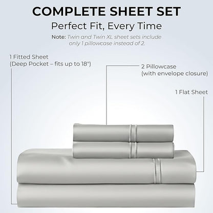100% Natural Cotton Sheets Queen Size Bed Set | 500 TC Single-Ply Sateen Weave - Image 3