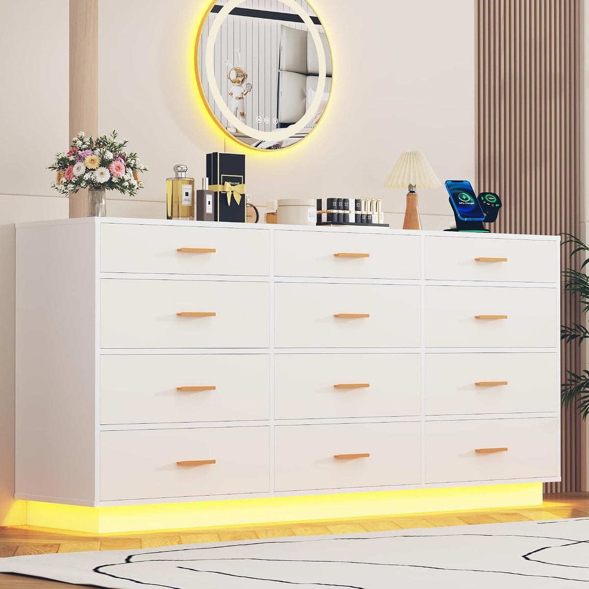 12 drawers dresser w/power outlets for bedroom, 63inch, main product view