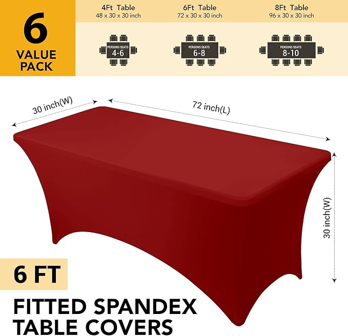 6-Pack Premium Red Spandex Tablecloths - Image 6