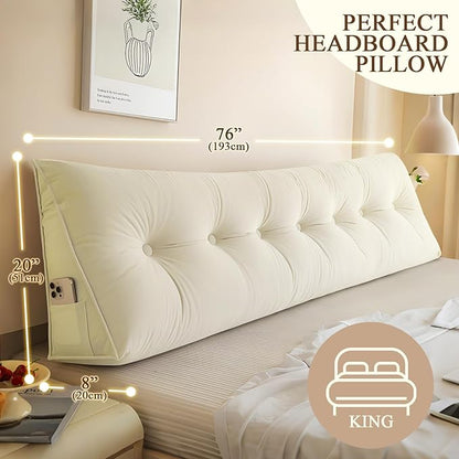 Headboard Pillow King, Large Triangular Wedge Headboard Pillow - Image 3