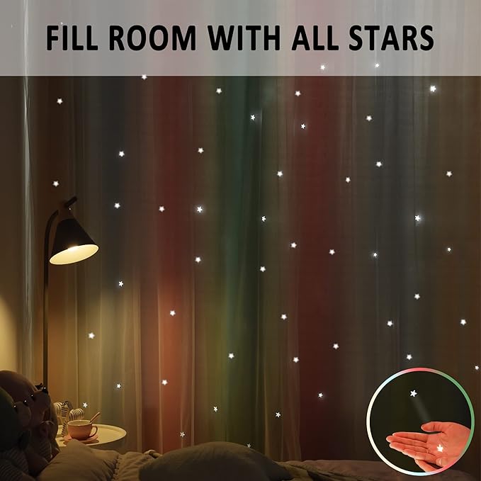Kinryb Rainbow Star Cut-Out Kids Bedroom Curtains - Image 4