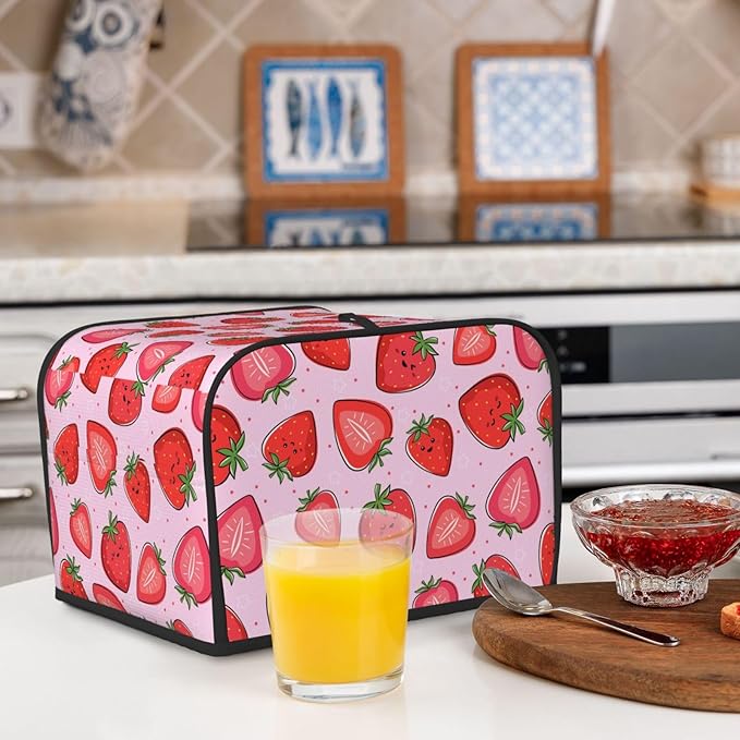 Pink Strawberry Kawaii Fruit 4 Slice Toaster Cover, Waterproof Toaster Dust - Image 7