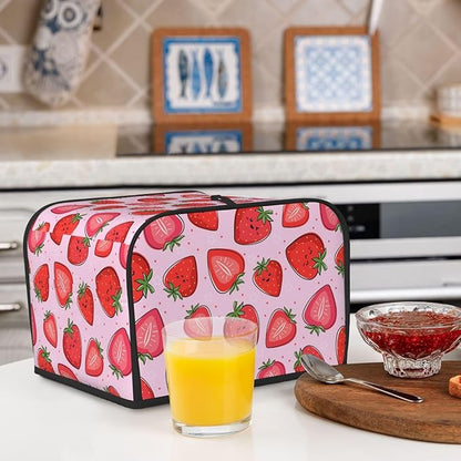 Pink Strawberry Kawaii Fruit 4 Slice Toaster Cover, Waterproof Toaster Dust - Image 7