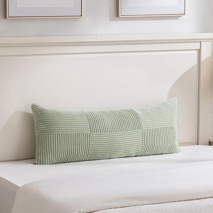 Fancy Homi Set of 2 Sage Green Boho Long Lumbar Body Decorative Throw Pillow - Image 6