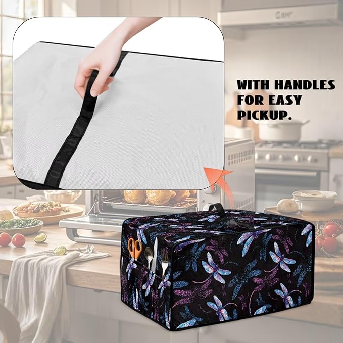 Dragonfly Print Microwave Oven Cover Dust-Proof Microwave Toaster Oven Cover - Image 5