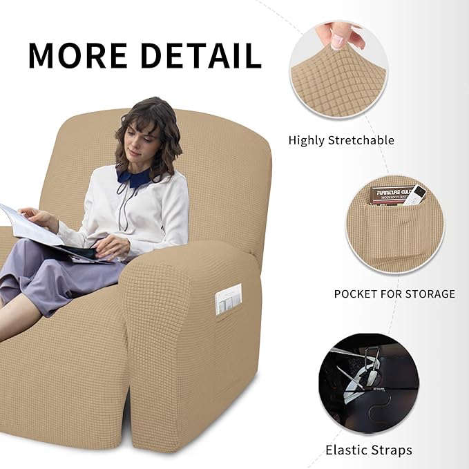 Easy-Going 4 Pieces Oversized Recliner Stretch Sofa Slipcover Sofa Cover - Image 4