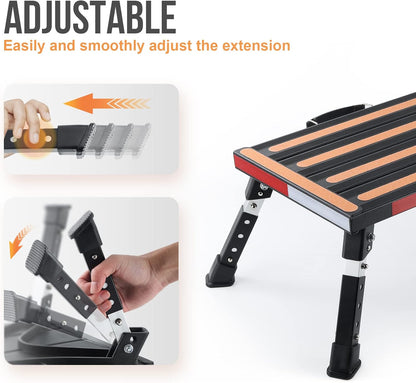 yagud safety rv steps, non-slip folding adjustable step, side view