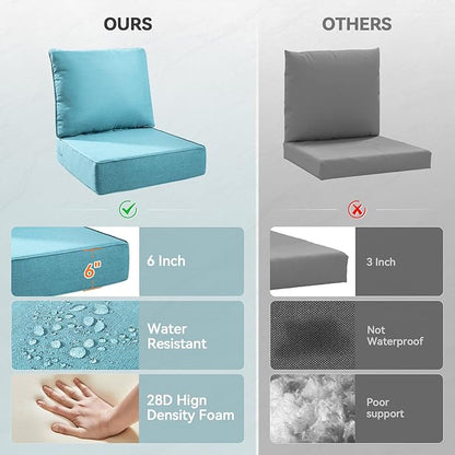 6" Thick Outdoor Cushions 22x24x6, 3-Set Deep Seat Patio Cushions - Image 5
