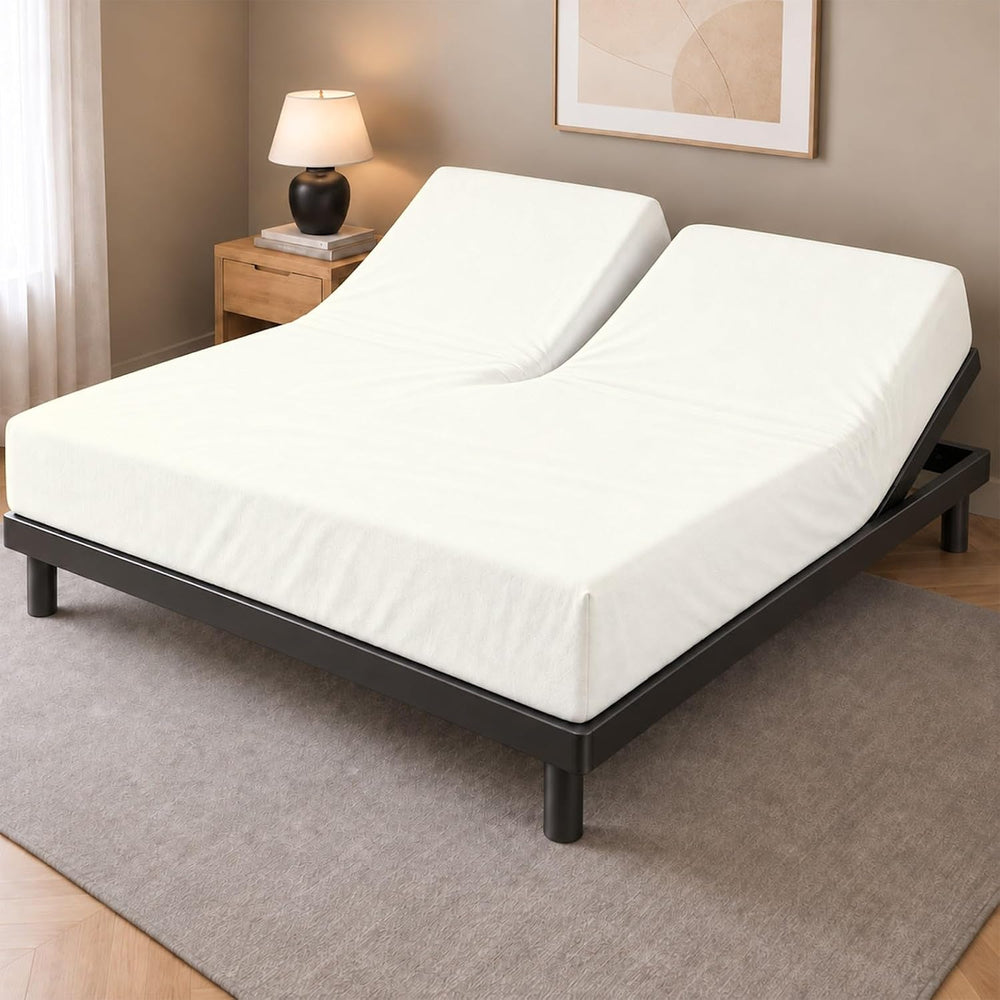 1 Piece Top Split King Fitted Sheet for Adjustable beds, 34" Split, Ivory
