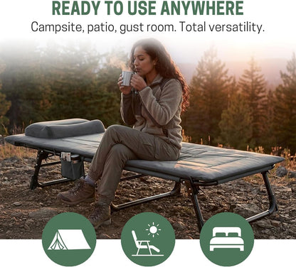 mopaicot camping cots for adults, camping lounge chair, front angle view