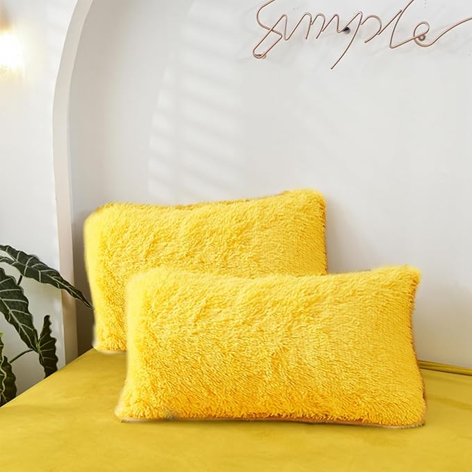 MorroMorn Decorative Pillows Covers, 2 Packs Faux Fur Pillow Cases Standard Size by MorroMorn