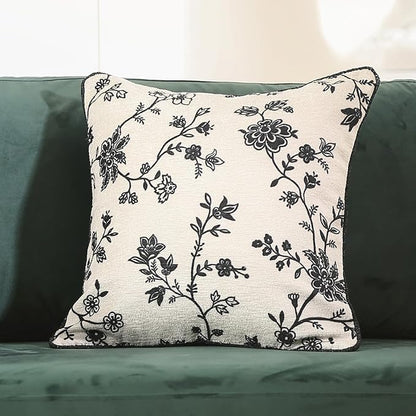 Throw Pillow Covers Set of 2, Classic Black and White Floral Elegant French - Image 2