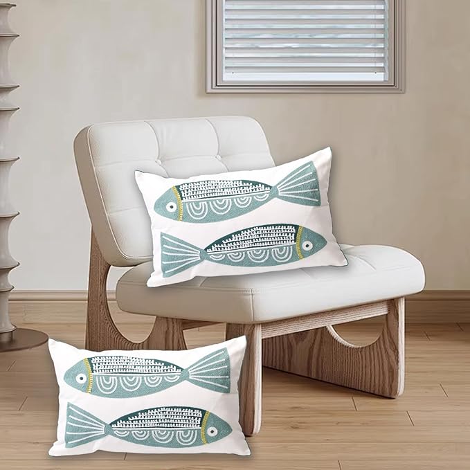 2 PCS Embroidered Throw Pillow Cover Cotton Decorative Rectangle Cushion Cases - Image 5