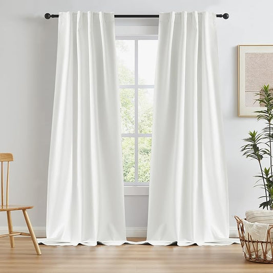 KEQIAOSUOCAI Natural Blackout Curtains 100 Inch Length 2 Panels, Boho Farmhouse by KEQIAOSUOCAI