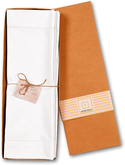 Home Ekaa White Table Runner 120 Inch – Cotton Linen Hemstitch Farmhouse Runner - Image 4