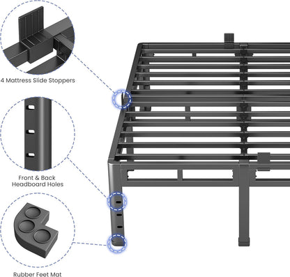 nkz king size metal platform bed frame, 18 on a desk or shelf