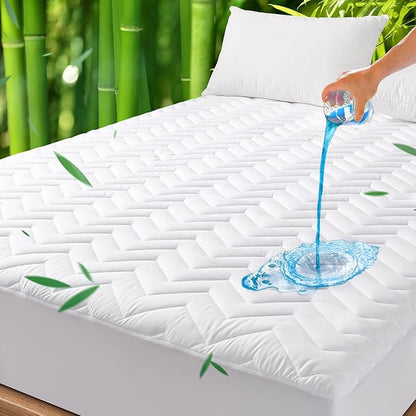 Unilibra Twin Size Waterproof Mattress Pad Rayon Made from Bamboo, Quilted by Unilibra