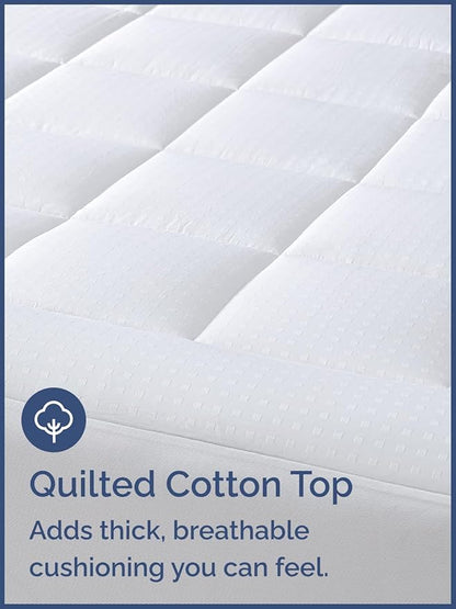 Mattress Pad Twin Size – Quilted Fitted Mattress Protector – Cotton Pillow Top - Image 3