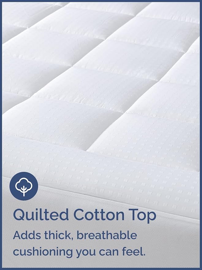 Mattress Pad Queen Size – Quilted Fitted Mattress Protector – Cotton Pillow Top - Image 3