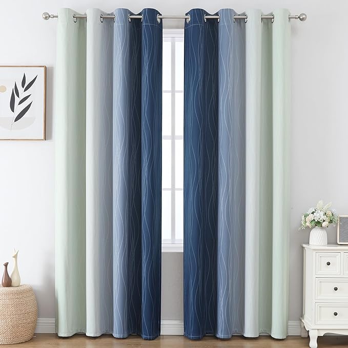 Estelar Textiler Ombre Blackout Curtains 102 Inches Long 2 Panels Set, Full - Image 2