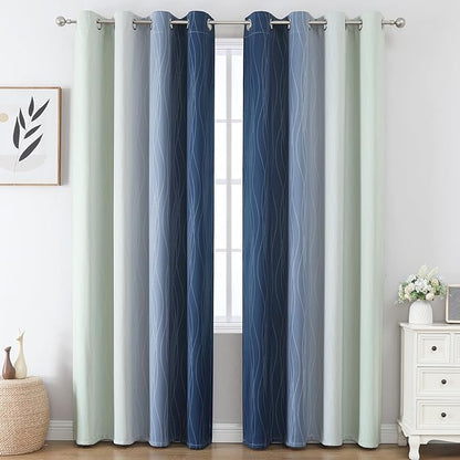 Estelar Textiler Ombre Blackout Curtains 102 Inches Long 2 Panels Set, Full - Image 2