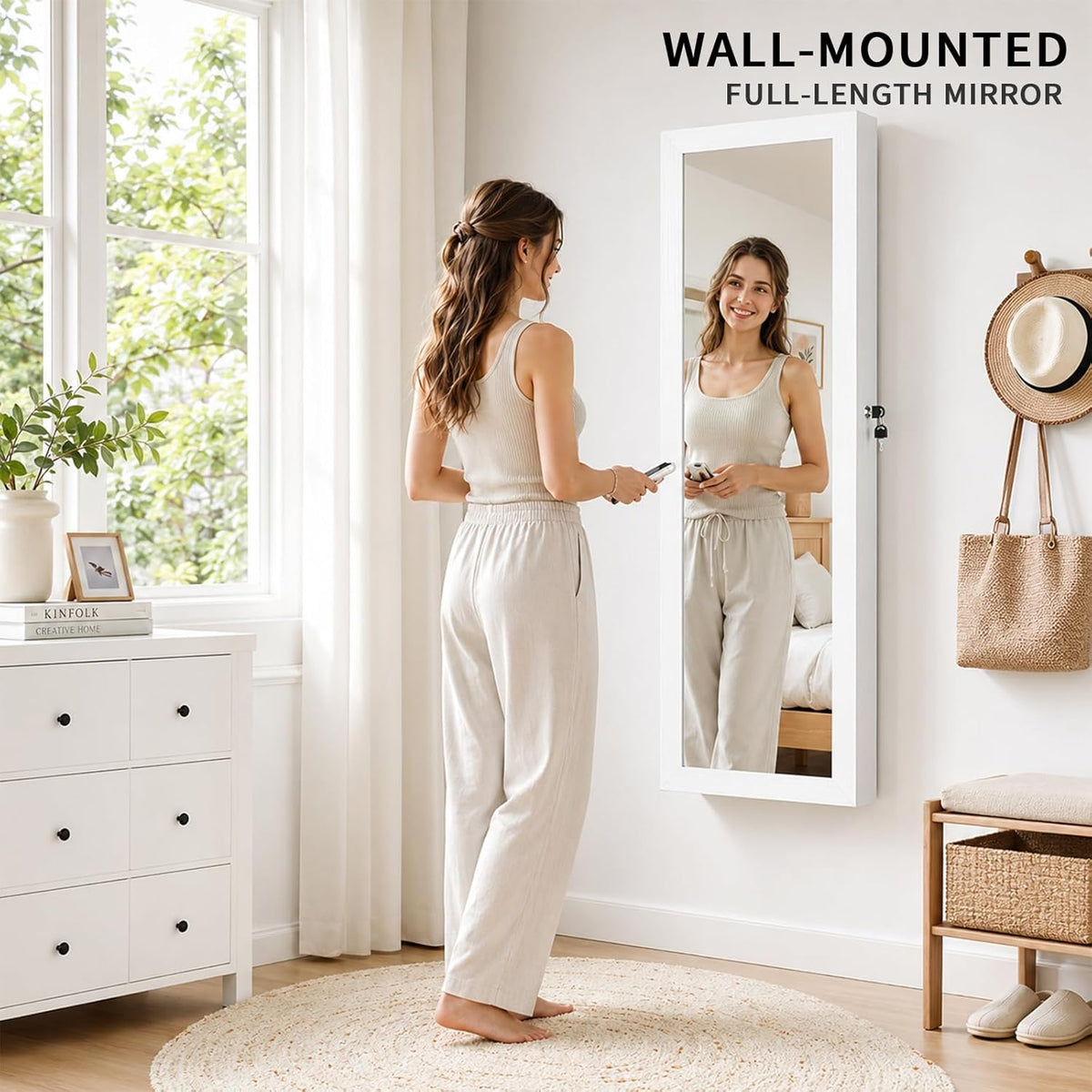 over the door jewelry organizer, wall mounted jewelry shown in use