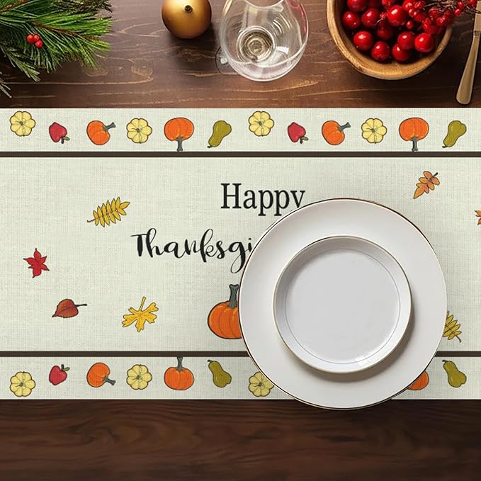 Turkey Table Runner, Thanksgiving Table Runner, Fall Leaves Pattern, 13x36 Inch - Image 5