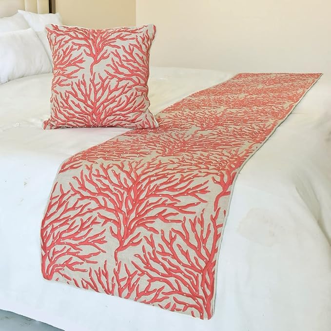 The HomeCentric King/Queen/Twin Coral, Peach & Pink Designer Twin 53"x18" Bed by TheHomeCentric