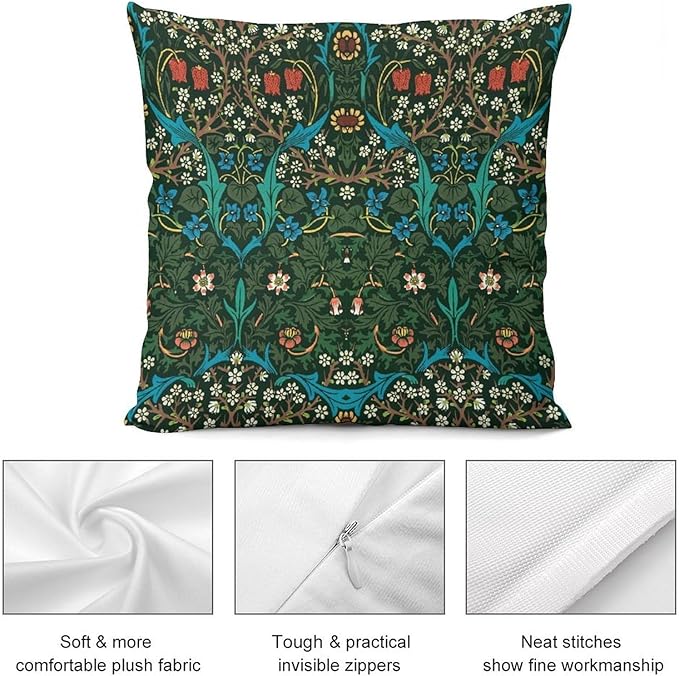 William Morris Floral Original Throw Pillow Covers Boho Chic Retro Floral Cozy - Image 8