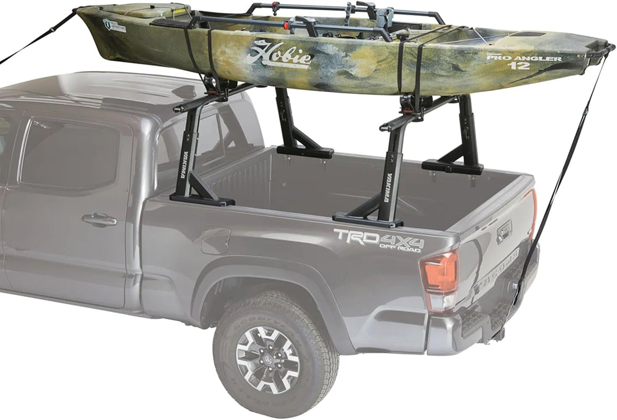 yakima adjustable truck bed rack with tie down, front angle view