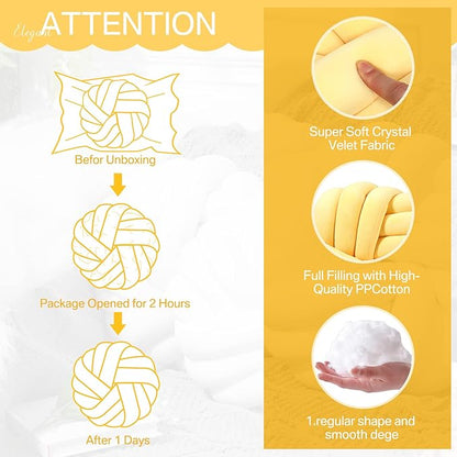 Fumete 2 Pcs 14 Inches Knot Pillow Round Throw Soft Plush Knot Ball Pillow - Image 2