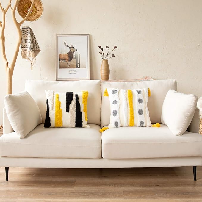 Woven Tufted Farmhouse Boho Throw Pillow Cover, Modern Decorative Multi Color - Image 5