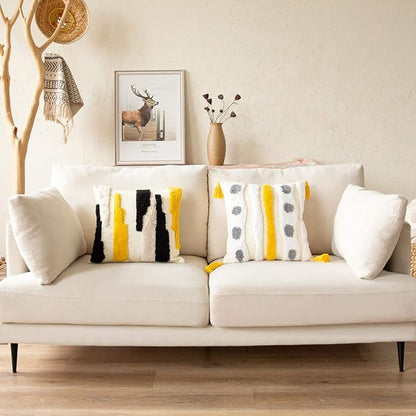 Woven Tufted Farmhouse Boho Throw Pillow Cover, Modern Decorative Multi Color - Image 5