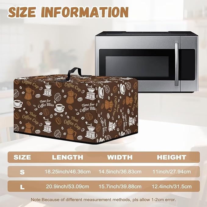Microwave Oven Dust Cover, Coffee Heat-Resistant Waterproof Polyester Fabric - Image 6