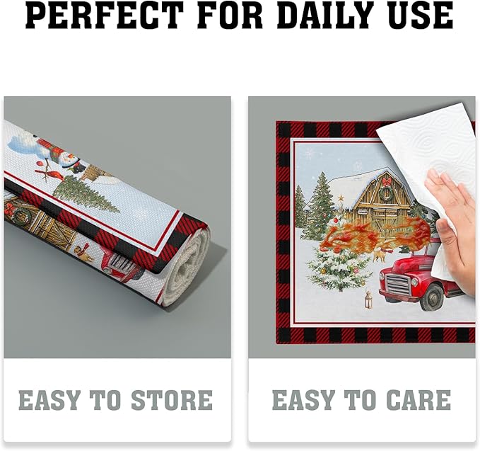 Giwawa Christmas Truck Placemats Set of 4 Winter Snowman Xmas Trees Place Mat - Image 6