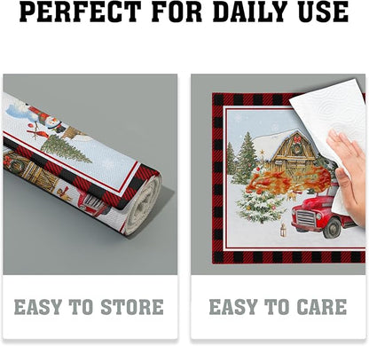 Giwawa Christmas Truck Placemats Set of 4 Winter Snowman Xmas Trees Place Mat - Image 6