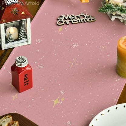 Artoid Mode Xmas Trees Merry Christmas Table Runner, Seasonal Winter Pink - Image 3