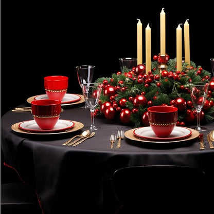 Round Tablecloth 6 Pack 108 Inch Black Tablecloths Washable Decorative Linen - Image 4