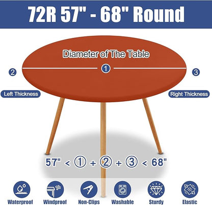 Round Spandex Thanksgiving Tablecloth, Elastic Fitted Waterproof Tablecloths - Image 8