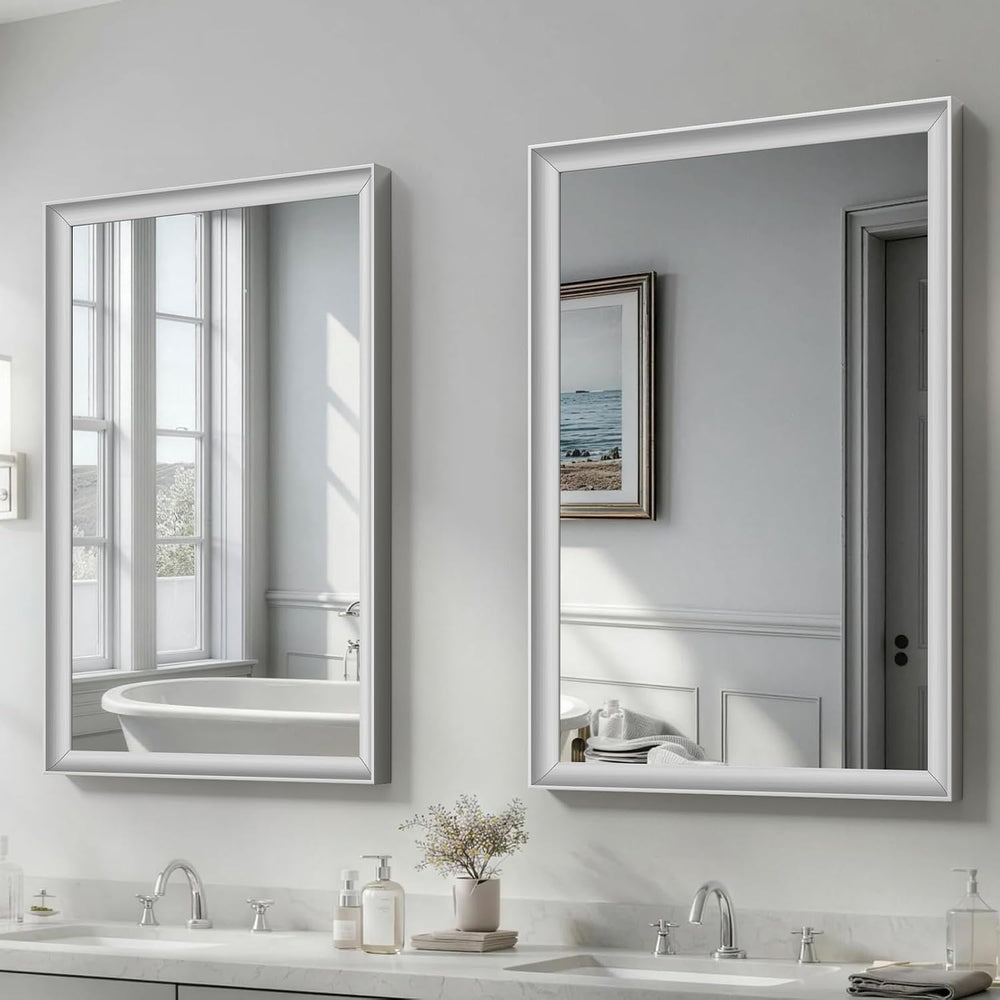 USHOWER 2 Pack 24x36 Inch Brushed Nickel Bathroom Mirrors for Over Sink