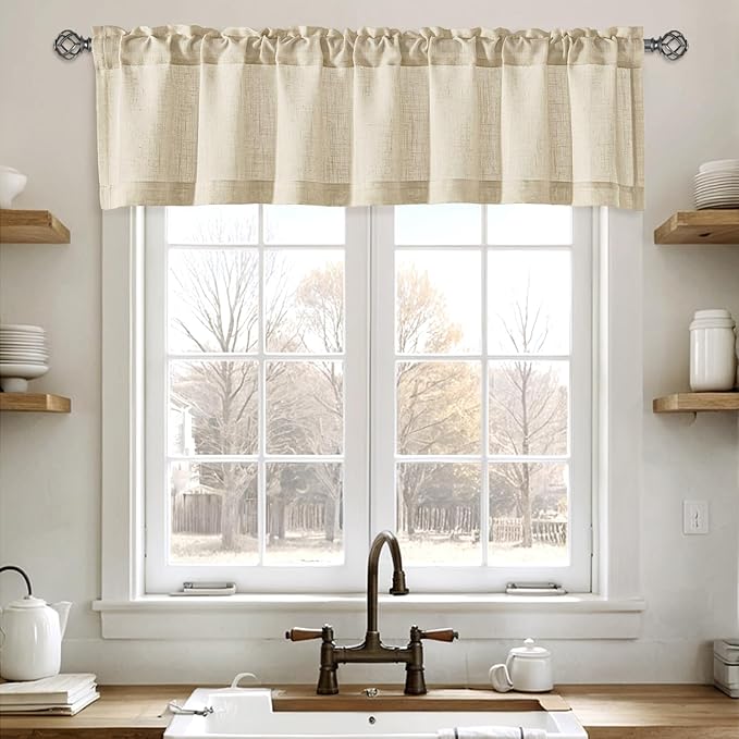 Linen Valance for Windows 2 Panels, 54x15 inch by Slozzi