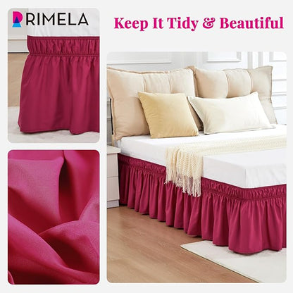 RIMELA Rose Purple Bed Skirt Queen Size 15 Inch Drop Elastic Wrap Around Dust - Image 4