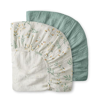 Blissful Diary Muslin Mini Crib Sheets, Pack and Play Mattress Sheets Fitted - Image 8