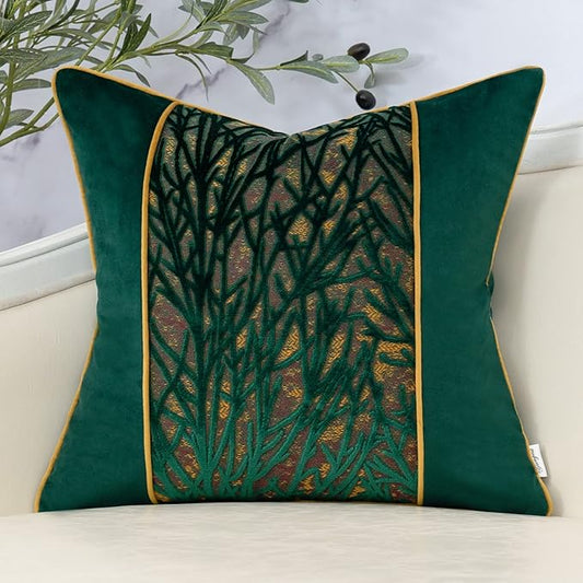 Yangest Green Twigs Throw Pillow Cover Velvet Branches Velvet Cushion Case by Yangest