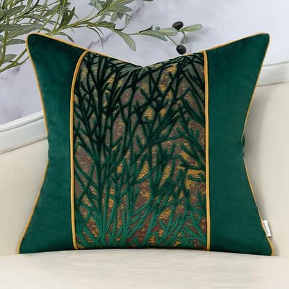 Yangest Green Twigs Throw Pillow Cover Velvet Branches Velvet Cushion Case by Yangest