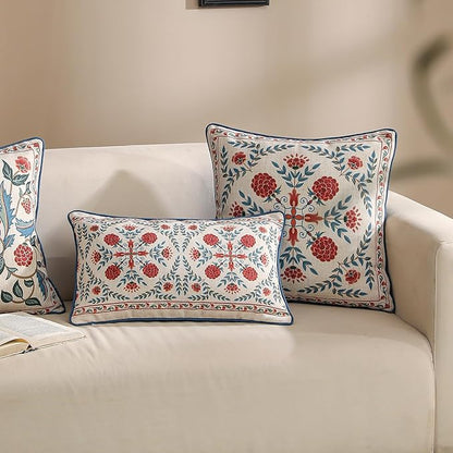 patdrea Designer Throw Pillow Covers, Lumbar Brilliant Vintage Red Tropical - Image 5