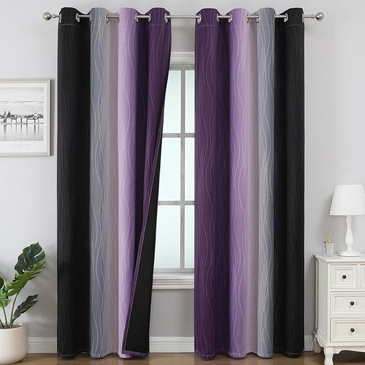 Estelar Textiler Purple and Black Ombre Blackout Curtains 102 Inches Long 2 by ESTELARTEXTILER
